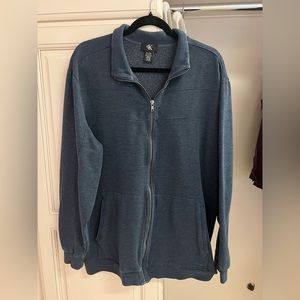 Calvin Klein XL Full Zip Cozy Sweatshirt Navy Blue Heather